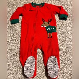 Carter's Festive Red Footie with Reindeer